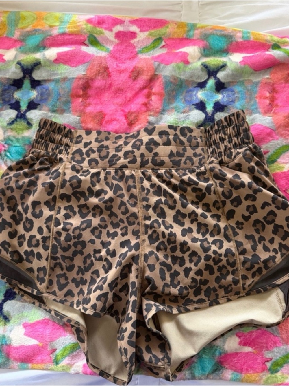 lululemon athletica Leopard Print Athletic Shorts - Brown/Black